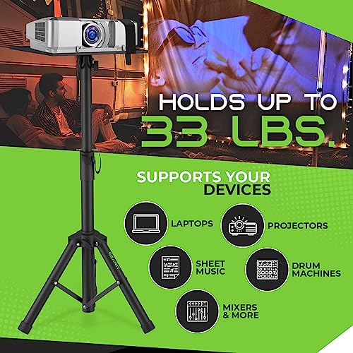 Gearit Laptop/Projector Tripod Stand, Adjustable Height 26.5" To 47", 10" X 14" Tray, Capacity 33 Lbs, Tilt Angle -5 To 90 Degrees, Portable For Dj, Stage, And Presentations #TOP1