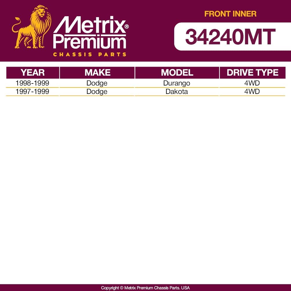 Metrix Premium Chassis Parts - Front Inner Tie Rod End Fits 1998-1999 Dodge Durango 4WD, 1997-1999 Dodge Dakota 4WD, Replacement ES3398, Made in Europe