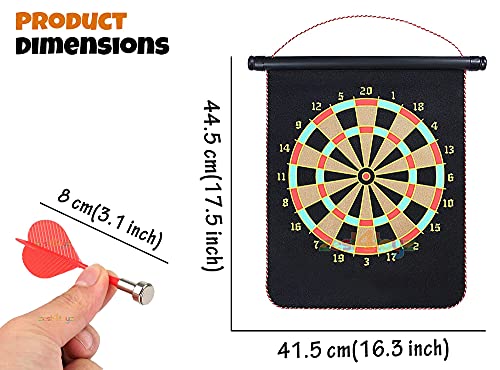 Image of Zest 4 Toyz 18 Inch Magnetic Dart Board for Kids and Adults Double Sided Dartboard Game with 4 Magnetic Darts Indoor Outdoor Target Game for Family Party and Gift