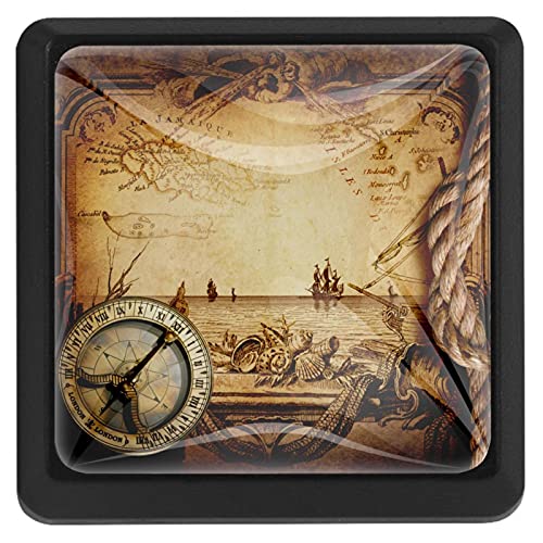 3 Stück Schrankknäufe Adventure Stories Vintage Küche Quadratisch...