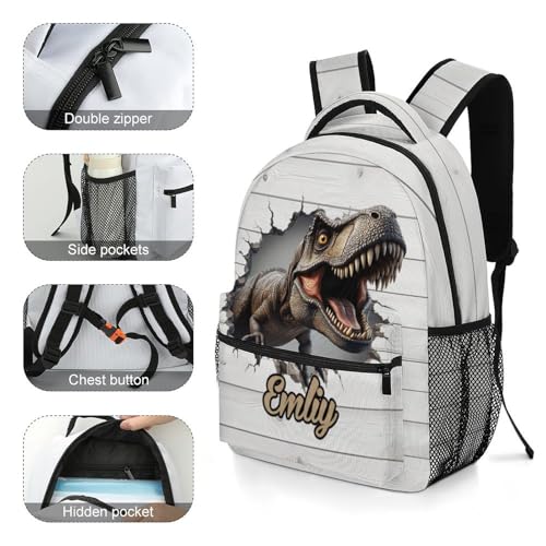 Personalized Dinosaur School Backpack for Students Children Custom Themed Schoolbag for Girl Boy Casual Bookbag 16 In4
