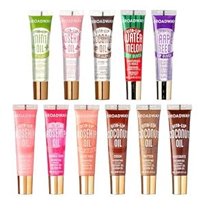 Ruby Kisses Broadway Vita-Lip Tinted & Clear Lip Gloss Set (11 Pack) Ultra-Hydrating & Soothing Formula with Vitamins, High-Shine Non-Sticky Lip Balm with Rosehip+Coconut Oil, Pink & Brown Shades