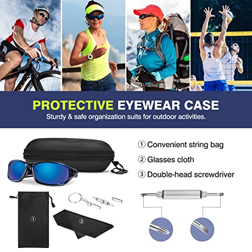 Moko Eva Semi Hard Shell Sunglasses Case, Unisex Protective Eyeglass Case Glasses Case Holder With Metal Hanging Hook Mini Screwdriver For Men Women, Black #TOP1