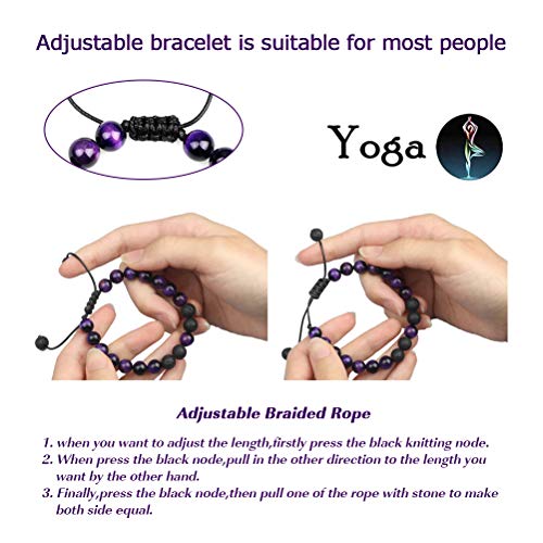 Pulsera de piedra natural ojo de tigre y lava ajustable 8mm miniatura 5