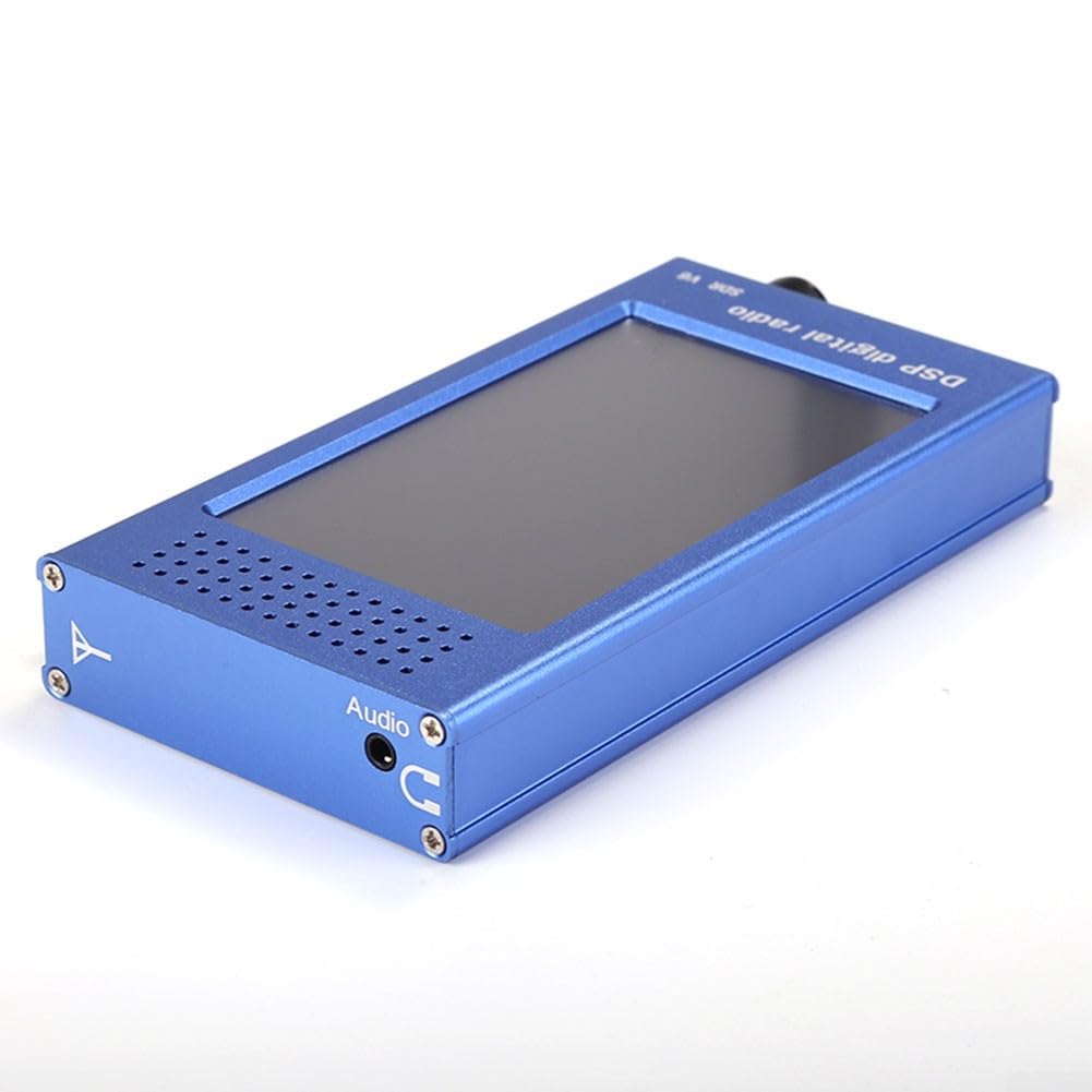 SDR-V6 Kurzwellenempfänger mit 4,3 Zoll Touchscreen, 100kHz-149MHz Vollband DSP-Radio, Aluminiumgehäuse, 3000mAh Akku für Amateurfunk und Flugband(Blue)