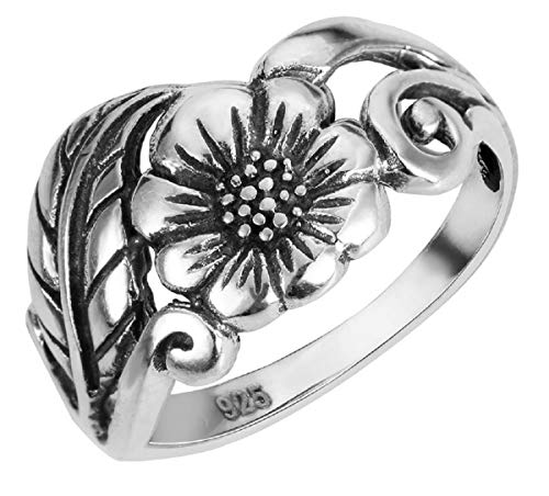 CloseoutWarehouse 925 Sterling Silver Karen's Flower Ring (Comes in Colors)