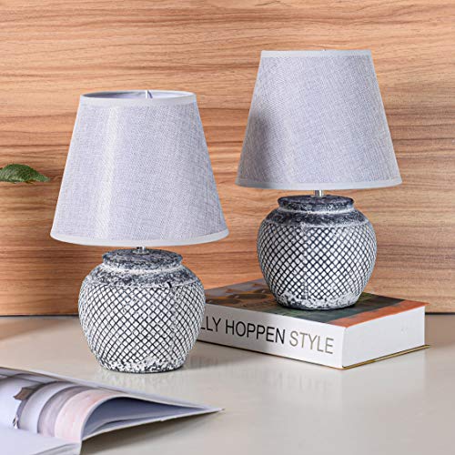 Lámpara de mesa BRUBAKER 2 unidades gris 30.5 cm alto miniatura 3
