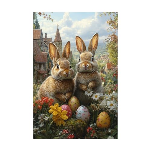 Poster Lapin de Pâques amusant pour décorer une chambre d'enfant ou un salon