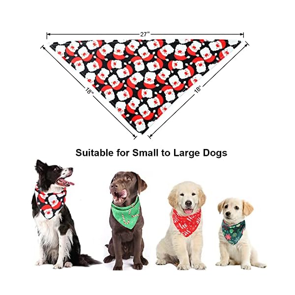 Adoggygo 4 pack dog bandana christmas dog scarf triangle bibs kerchief set pet costume accessories decoration for medium large dogs pets (large) - image 7