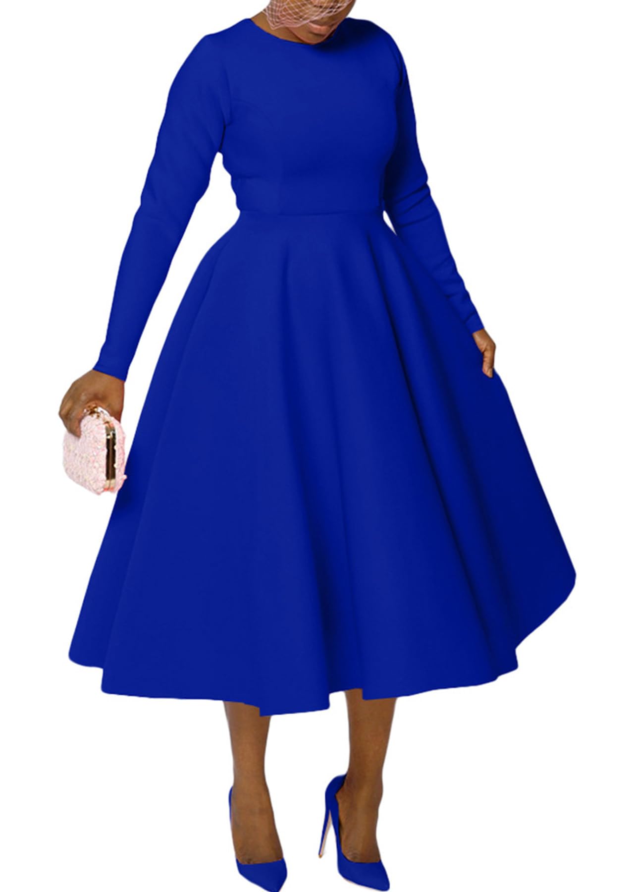 Famnbro Long Sleeve Swing Maxi Dress