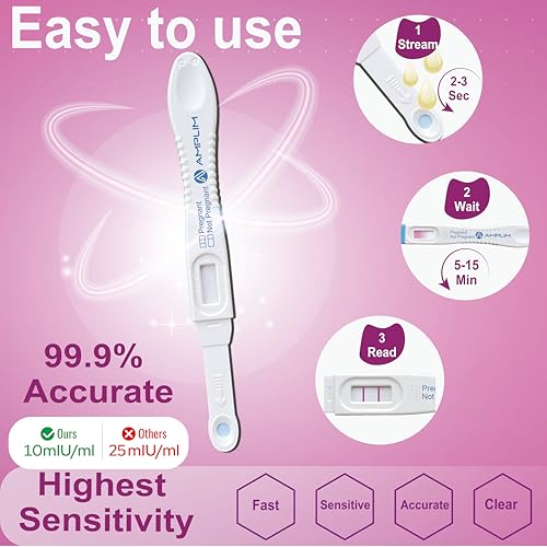 Amplim Fertility HCG Midstream Pregnancy Test Sticks | 99.9% Accurate, Ultra Sensitive 10 MIU/ml, 6 Days Early Detection Results at Home | Rapid 2-Second Test | Bulk Pack of 15 Reliable Strip Sticks