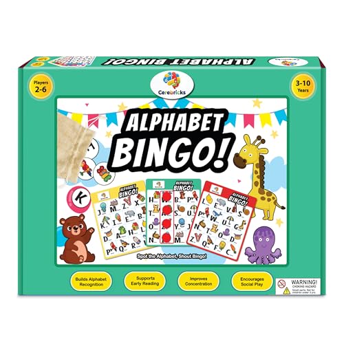 Image of Alphabet Bingo Educational Board Game - Alphabet Learning, Fun Learning Toys & Games for Kids, Alphabet Learning Activity, Pre School Learning, Gifts for Boys & Girls Ages 2.5-8 Years