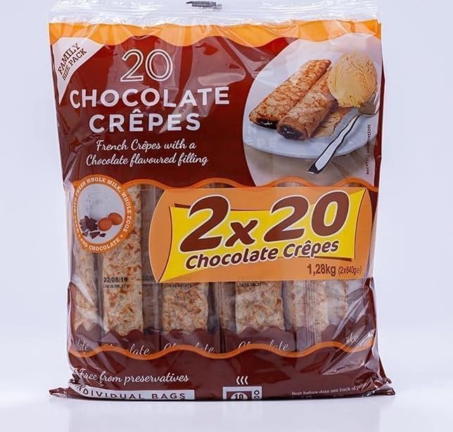 Tigreat French 40 Ready Chocolate Crepes Family Kids - Pack of 40x32g Snack Bags