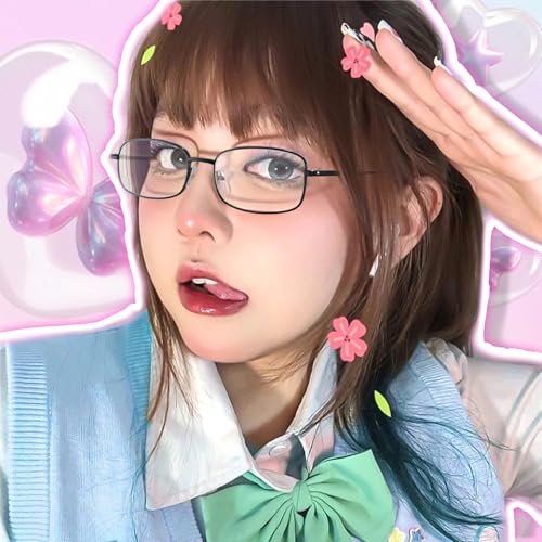 Image of IGnaef Fashion Non Prescription Fake Glasses for Women Blue Light Blocking Rectangle Metal Frame IF8733