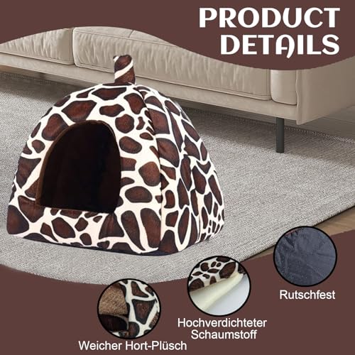 Bequemes Bett für kleine Wintertiere, Meerschweinchenhütte mit abnehmbarem Kissen aus Plüsch, Haus für Meerschweinchen, Plüsch, Kaninchen, Höhle für Zwergkaninchen, Chinchillas, Hamster