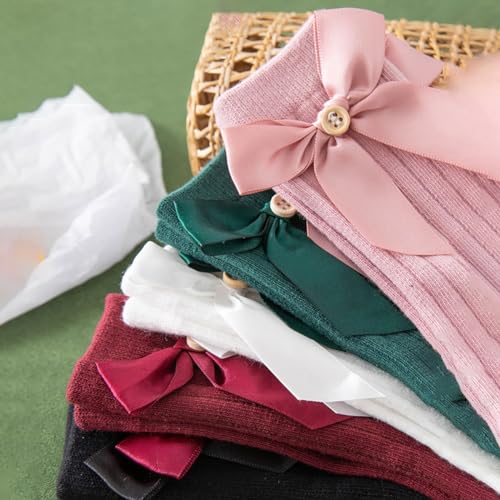 Kid Girls Knee High Socks Breathable Toddler Bowknot Princess Dress Socks Comfortable Knitted Girls Tube Uniform Stockings4