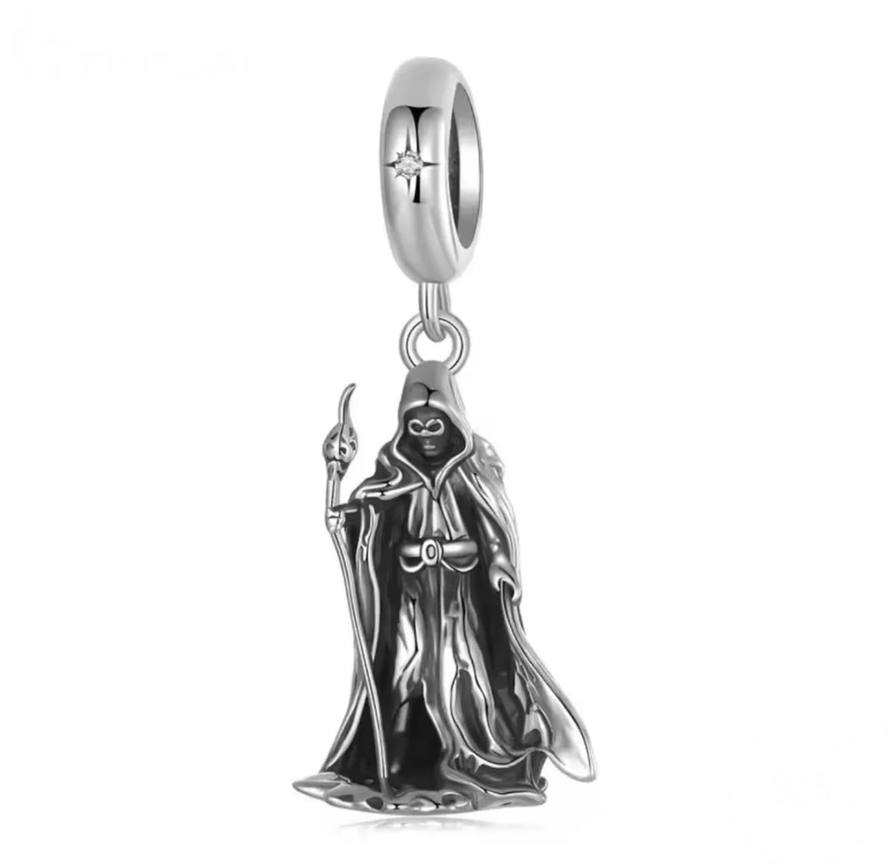 MOCHAMIK Grim Reaper Dangle Charm Halloween Plata de Ley 925 auténtica Compatible con Pulsera
