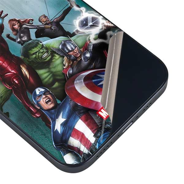 Skinit Decal Phone Skin Compatible with iPhone 15 Plus - Officially Licensed Marvel Avengers Assemble Design