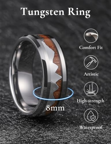 Image of King Will Nature Koa Wood Inlay Tungsten Carbide Wedding Ring for Men