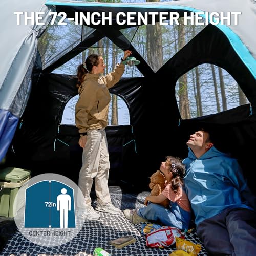 TIMBER RIDGE 6 Person Blackout Design Camping Tent, 60s Easy Setup Instant Cabin Tent for Family with Rainfly, Water-Resistant, 9' x 9' x 72" for Outdoor Adventures Gatherings - Image 4