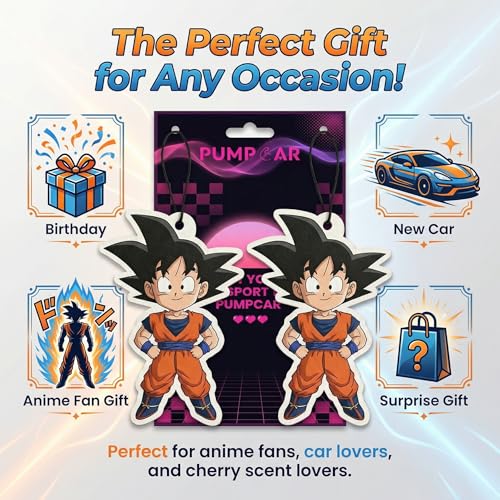 Image of PumpCar car air freshener 2-piece double-sided Goku kid hanging cherry-scented anime dragon for rearview mirror Car Interior Accessories Household Gifts