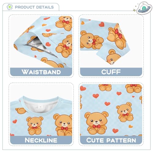 Unisex Cute Bear Print Pullover Little Boys Girls Long Sleeve Fleece Lined Crewneck Sweatshirt Kids Spring Fall Tops3