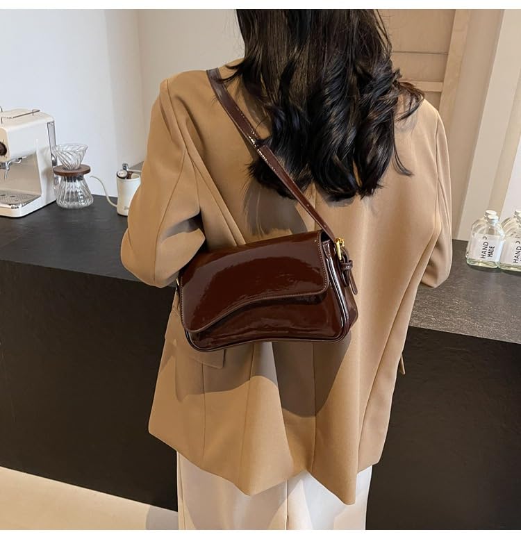 Image of Shoulder Bags for Women Y2K Purse Trendy Cherry Hobo Handbags Vegan Leather Clutch Saddle Bag with 2 Removable Strap