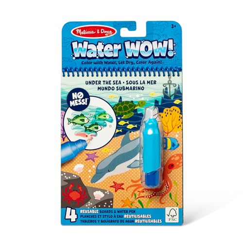Image of Melissa & Doug On The Go Water Wow! Mess Free Coloring Book, Reusable Water-Reveal Activity Pad, Under The Sea, Travel Toys, Party Favors, for Toddlers & Kids Ages 3+ - FSC Certified
