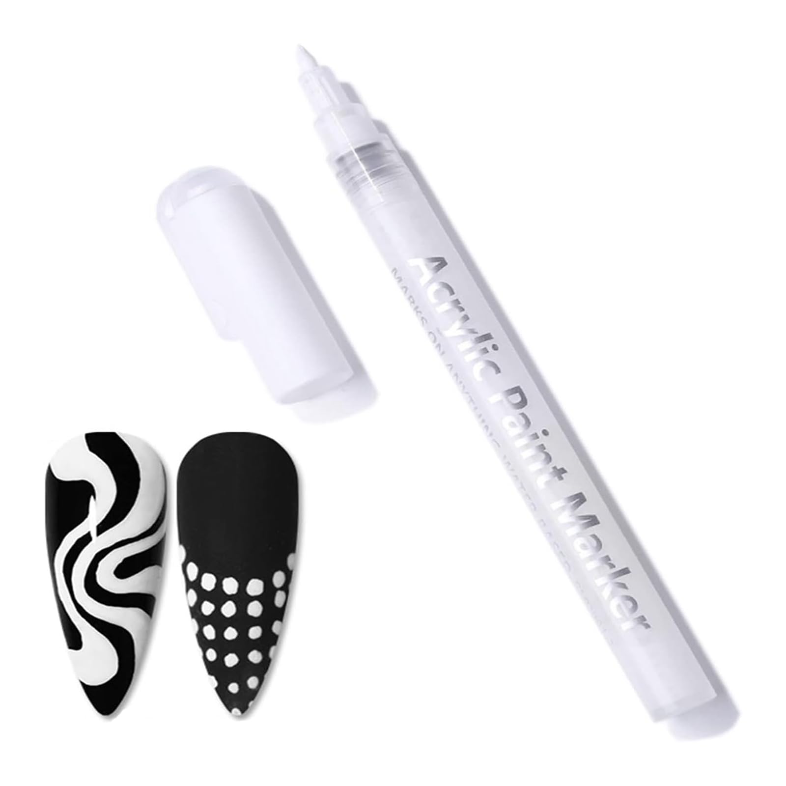 JUKOTA 3D Nagellack Stift Set Schwarz & Weiß – 6 Stifte Für French Nails & Nagelkunst