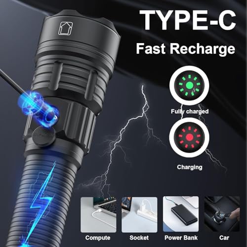 LUXJUMPER Torcia Tattica Ricaricabile a LED per Armi 2000 Lumen Super Luminosa 3 Modalità 250 Metri a Lunga Distanza Torce per Fucili Con Montaggio su Guida Picatinny, Pressostato a Distanza - 4