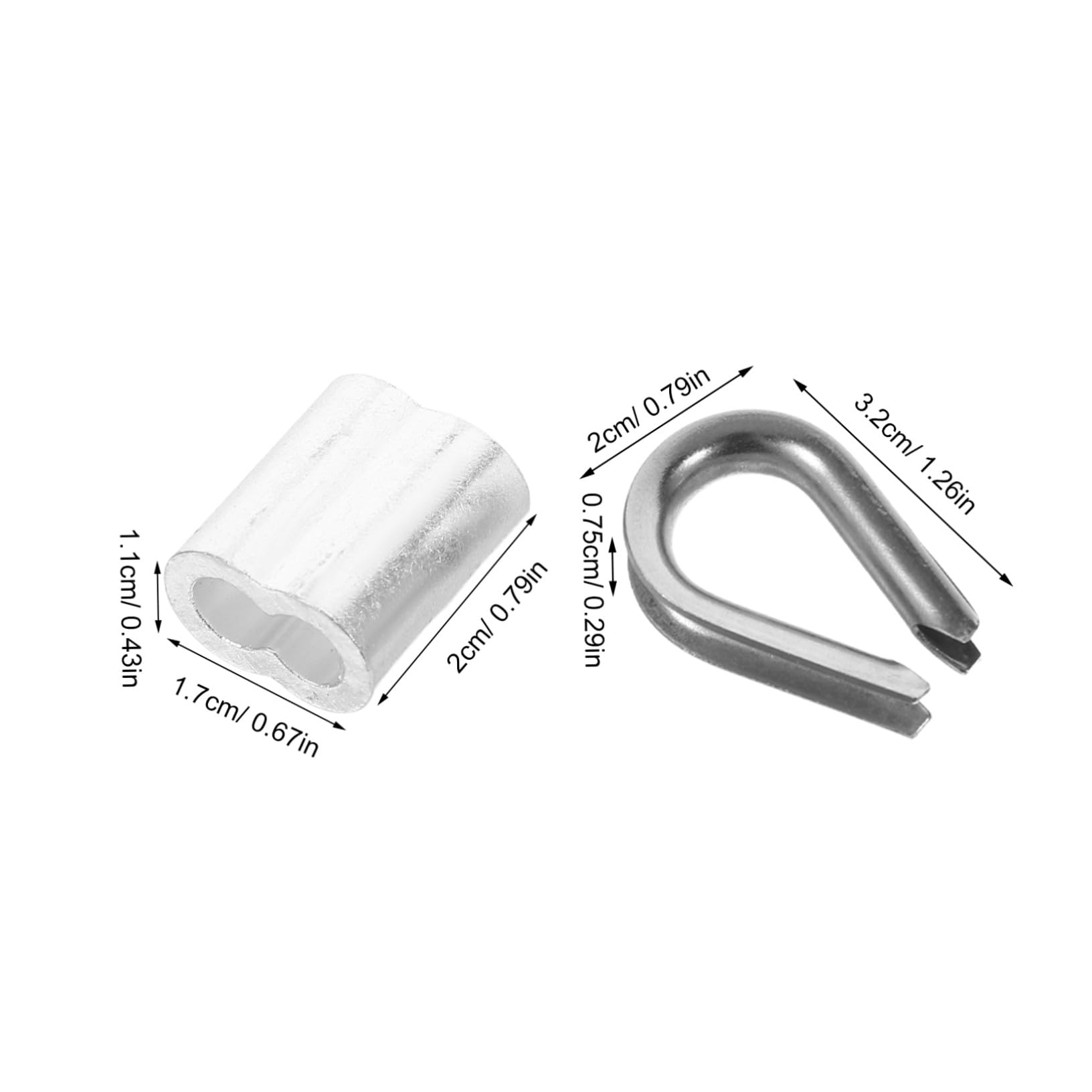 Alipis Kit di Fissaggio in Metallo Inossidabile Anello a Cuore e Morsetto per Cavi 120 Pz