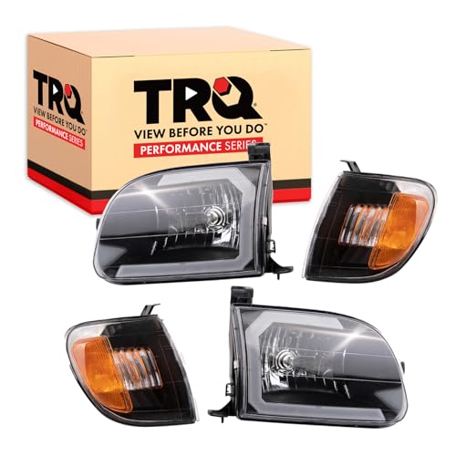 Image of TRQ Performance Driver and Passenger Side Headlight Assembly Set Compatible with 00-03 Toyota Tundra 04 Toyota Tundra Regular Cab 04 Toyota Tundra Extended Cab