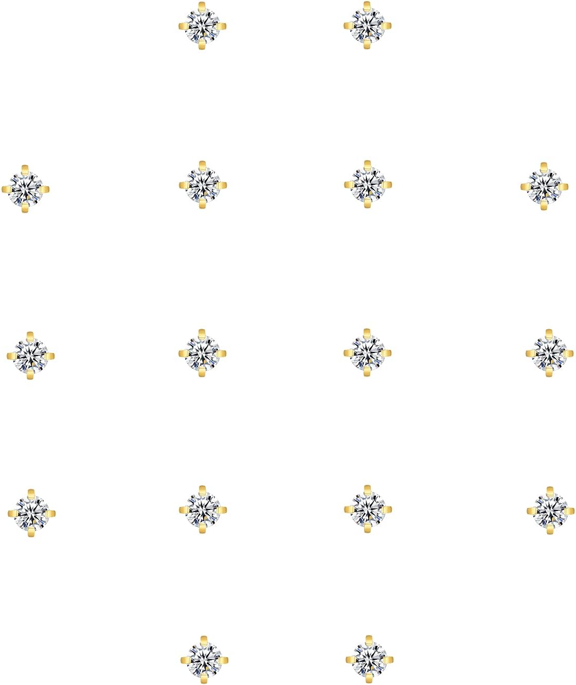 8 Pairs Tiny Flat Back Earrings for Women Men 14K Gold Plated Surgical Stainless Steel Stud Earrings Hypoallergenic Cubic Zirconia Studs Cartilage Earrings 2mm 3mm 4mm - Image 3