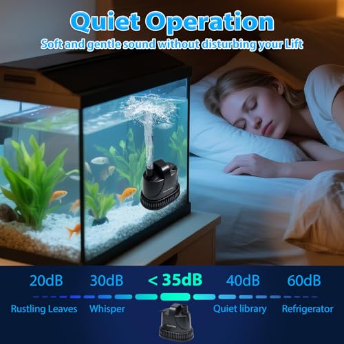 Image of Submersible Aquarium Water Pump, Adjustable Water Flow, Small Fountain Pump for Garden Fountain, Water Table, Fish Tank, Pond, Hydroponics (25W, 400GPH)