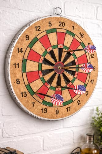 Image of Leosportz Dart Board 14 Inches | Double-Sided Wooden Dartboard with Cork Surface | Steel Tip Darts Included | Indoor & Outdoor Dart Game for Kids & Adults (Wodden Board, 14 inch)