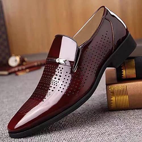 Hbeylia Mens Leather Dress Shoes Oxford Classic Fashion Metal Strip Hollow Out Breathable Summer Autumn Formal Pu Tuxedo Oxford Wingtip Modern Derby Oxford For Men Business Office Work Wedding Party3