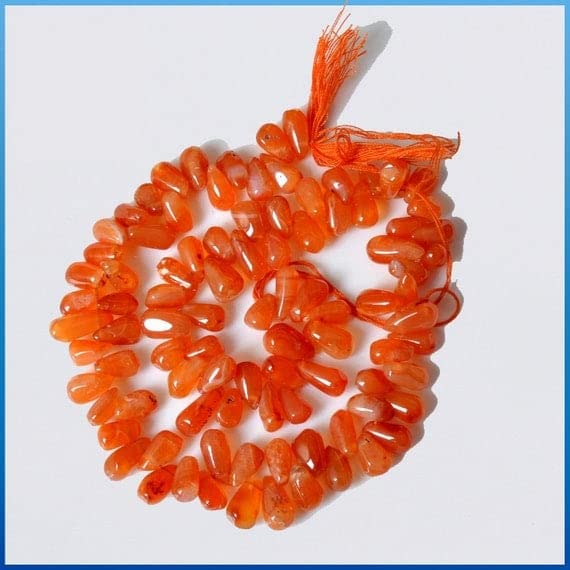 Cornaline rouge naturelle en perles gouttes de 8-13mm pour création joaillerie haut de gamme