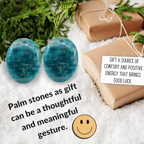 Image of Crystal Heaven Green Apatite Crystal Palm Pebbles Stones For Anxiety Stress Relief Massage - Aaa Grade Original Healing Gemstone Agate Palm Stone For Yoga Meditation Spiritual Reiki Feng Shui
