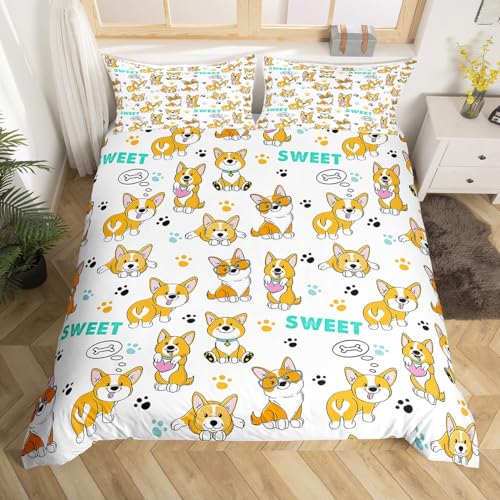 Housse de couette double corgi le cadeau idéal pour chambre d'enfant