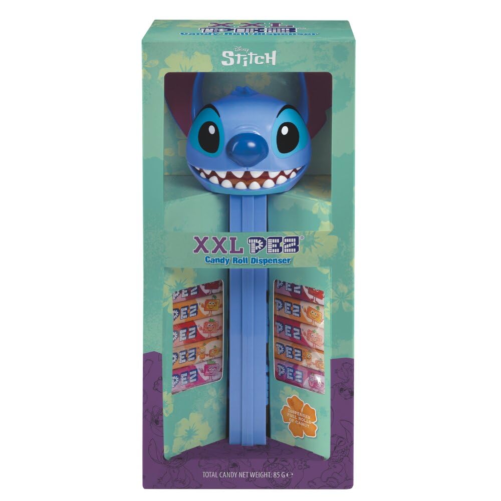 PEZ XXL Stitch, Disney Lilo & Stitch Dispenser with Fruit Flavoured Refills, 85 g (Pack of 1)