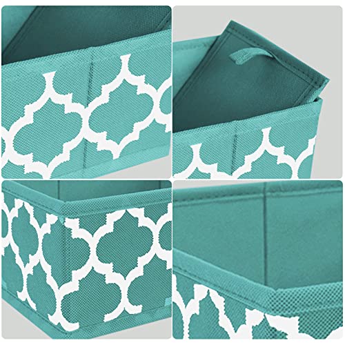 homyfort Clothes Drawer Organizer Dividers,Foldable Closet Dresser Storage Box Bins Cubes Baskets for Underwear Bras Socks Lingerie Baby Clothing, Set of 6 (Blue Lantern Printing)