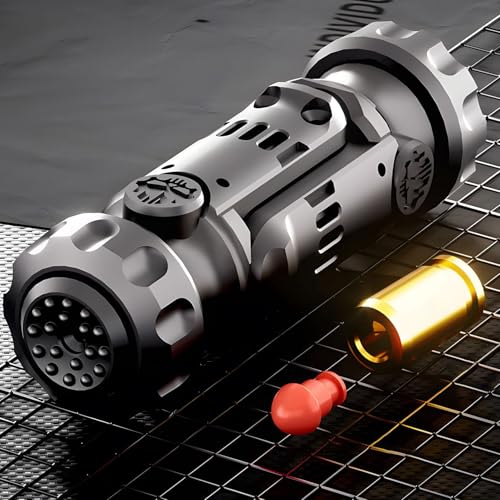 Image of Metal Tungsten Steel Fidget Toy Gun Fidget Slider Fidget Gun Stress Relief Relax EDC Gyro Finger Toy Fidget Ring Fingertip Textured Spinner (Black)