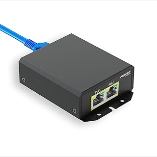 2 Ports Gigabit PoE Extender, Outdoor poe Extender IP40 Waterproof, 10/100/1000Mbps ethernet Repeater Comply with IEEE802.3bt / PoE ++, PoE Repeater/PoE Amplifier/PoE Booster, PT-PEX02GB