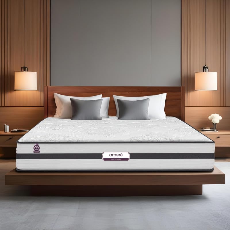 Image of AMORE Orthoplus 8 Inches 100% Natural Latex Pocket Spring Mattress |Single Size (75x30x8) | Soft |7-Zone Motion Isolation|CertiPUR-US Certified HR Foam | CertiGuard Technology