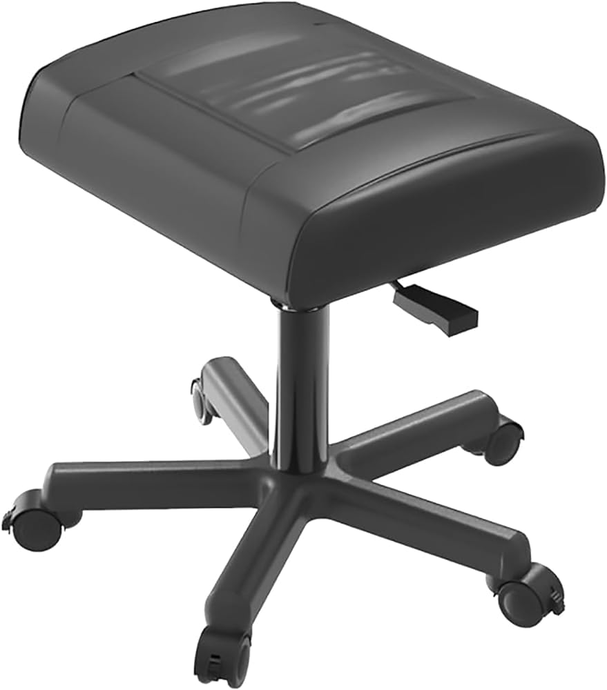 Reposapiés móvil con ruedas, reposapiés con piel sintética, reposapiés ergonómico con ruedas para comodidad en el trabajo, taburete de escritorio de computadora ajustable en altura