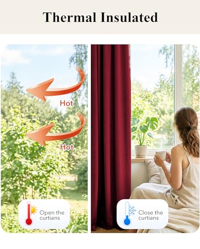 Image of Red Velvet Curtains Extra Long for Chrismas Decor, W52 x L132, 2 Pcs | 300GSM Soft Velvet Drapes, Room Darkening, Thermal Insulated, Home Theater Curtains, Luxury Decor for Bedroom, Living Room