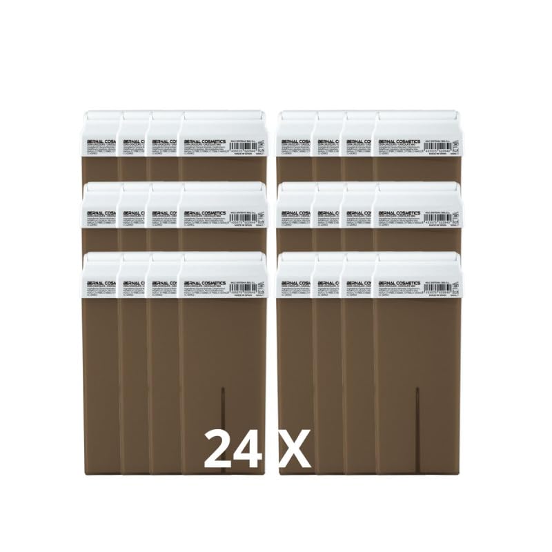 Pack 24 Cartuchos Cera Roll-On Chocolate 100ml – Cera Depilatoria Profesional de Baja Fusión – Compatible con Calentador Roll-On – Depilación Suave y Eficaz – Todo Tipo de Piel