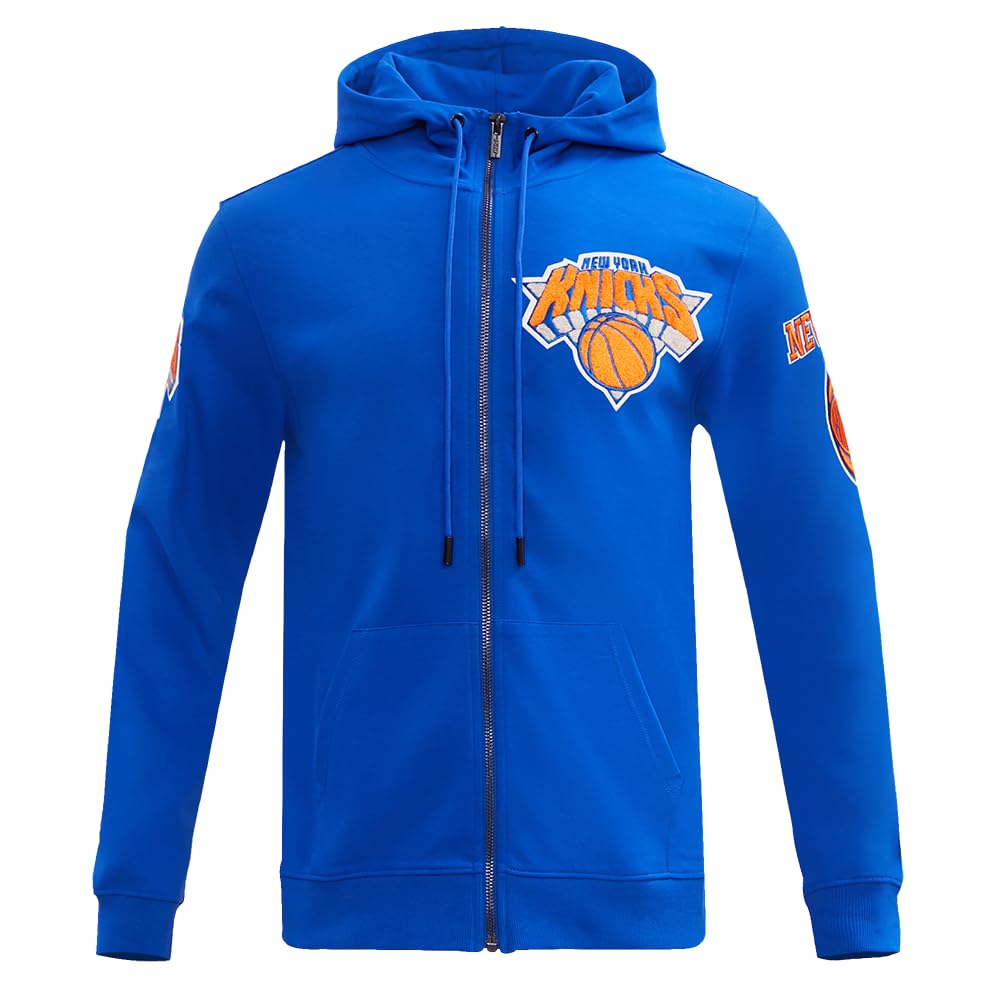 Pro Standard Mens NBA Classic Chenille Cotton Double Knit Full Zip Hoodie Royal Blue