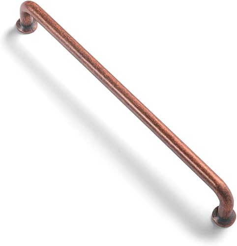 Yanxia Juego de 12 manijas de gabinete de cobre antiguo de 7 916 pulgadas de centro a centro, tiradores artesanales para una estética vintage