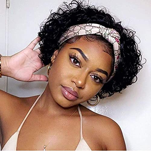 Apeasex Water Wave Headband Wigs for Black Women Short Wet And Wavy Bob Wig Human Hair None Lace Front Wigs 150% Density Natural Color 10 Inch (10 Inch, Water Wave) (10 Inch, Water Wave)